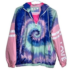 Vine and Valley Women’s Tie Dye Hooded 1/4 Zip Jacket Size Small